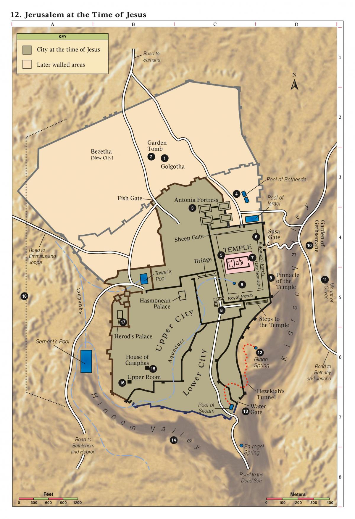 mapa biblijnego w Jerozolimie