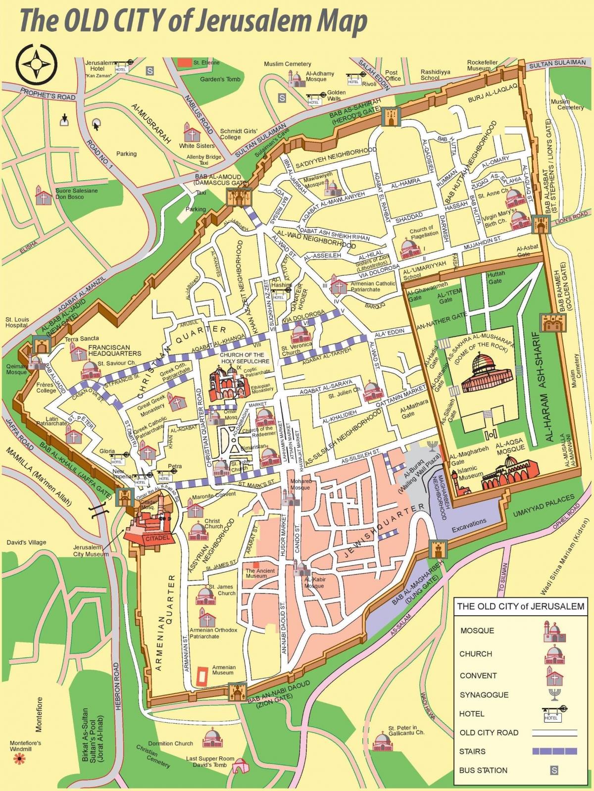 mapa Jerozolimy Stare miasto