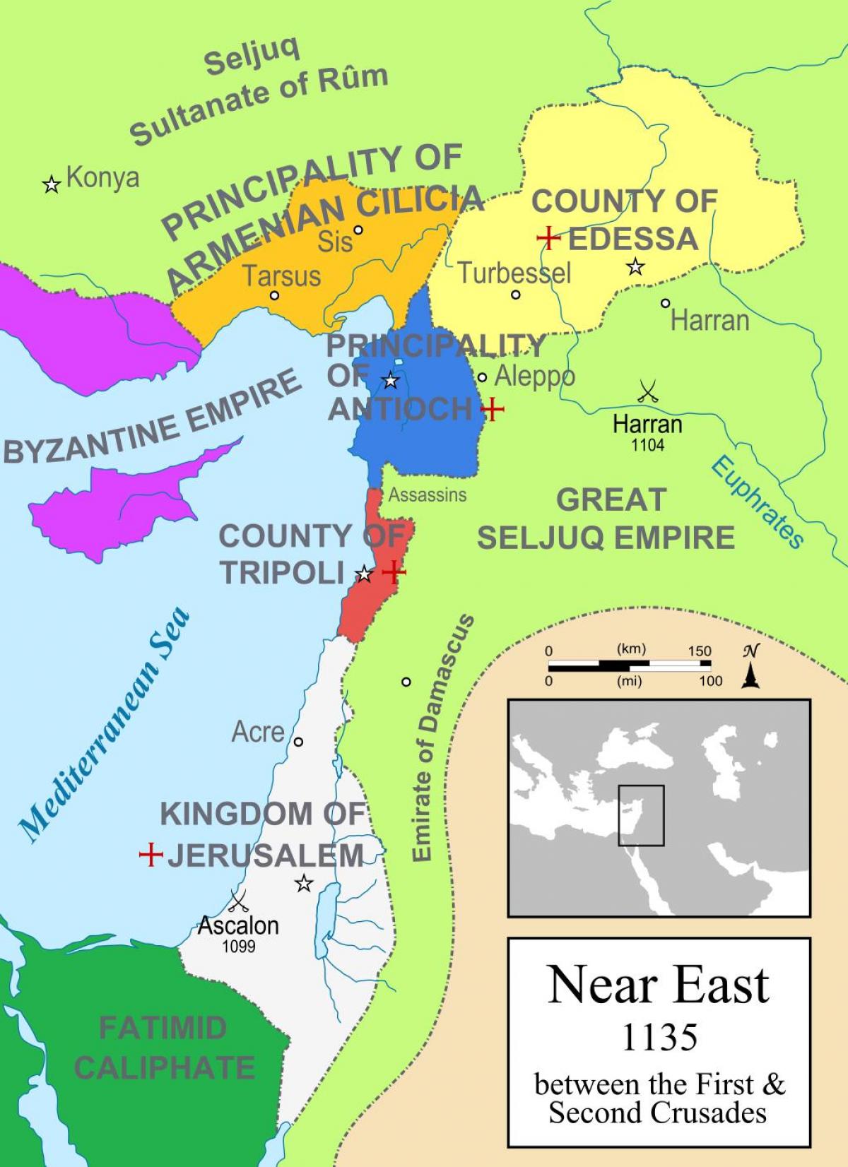 mapa Królestwa Jerozolimy