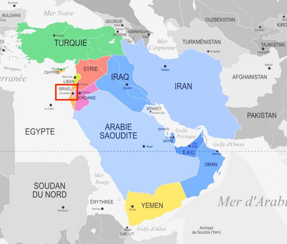 Jerozolimy na mapie Bliskiego Wschodu