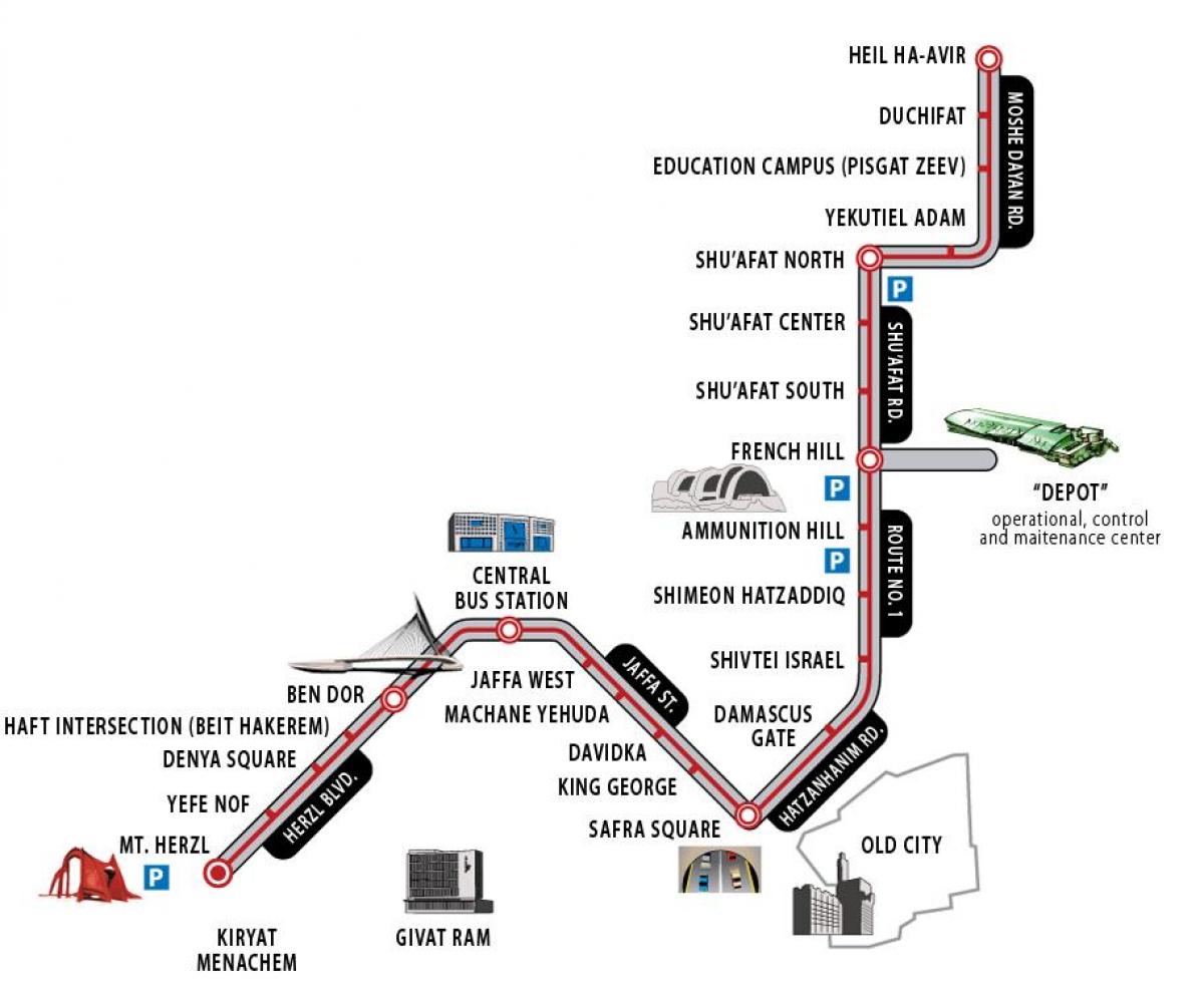 Jerozolima dworzec kolejowy na mapie