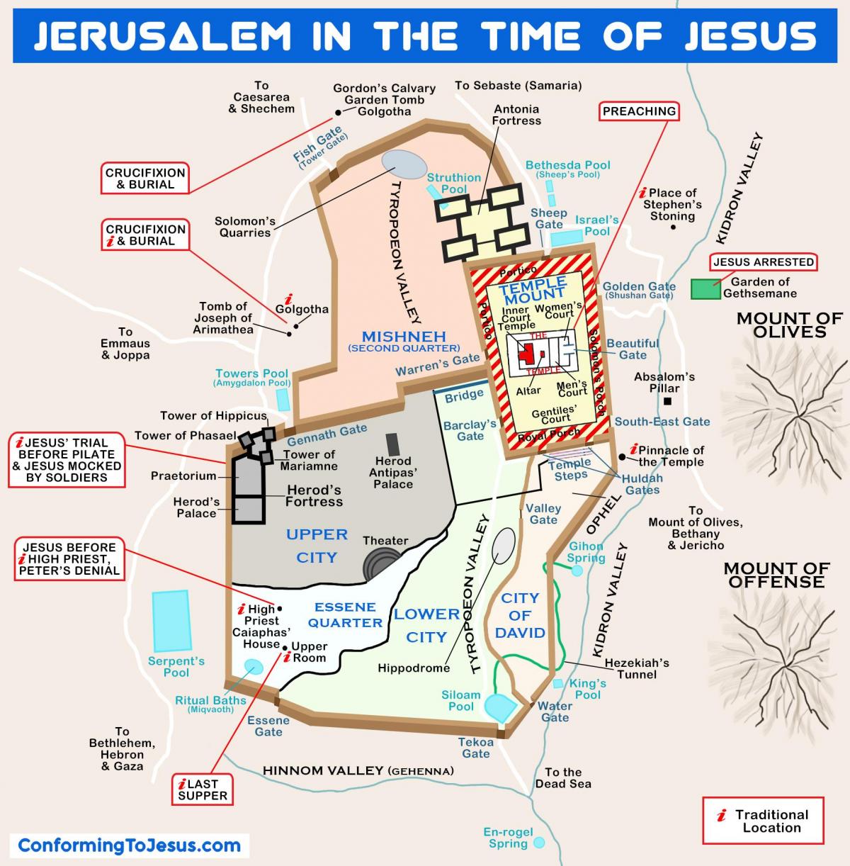 W Jerozolimie Jezus czas mapie