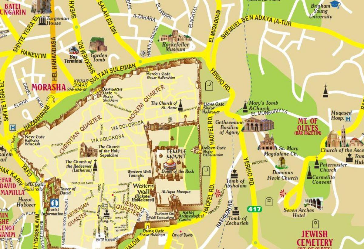 mapa górze oliwnej w Jerozolimie